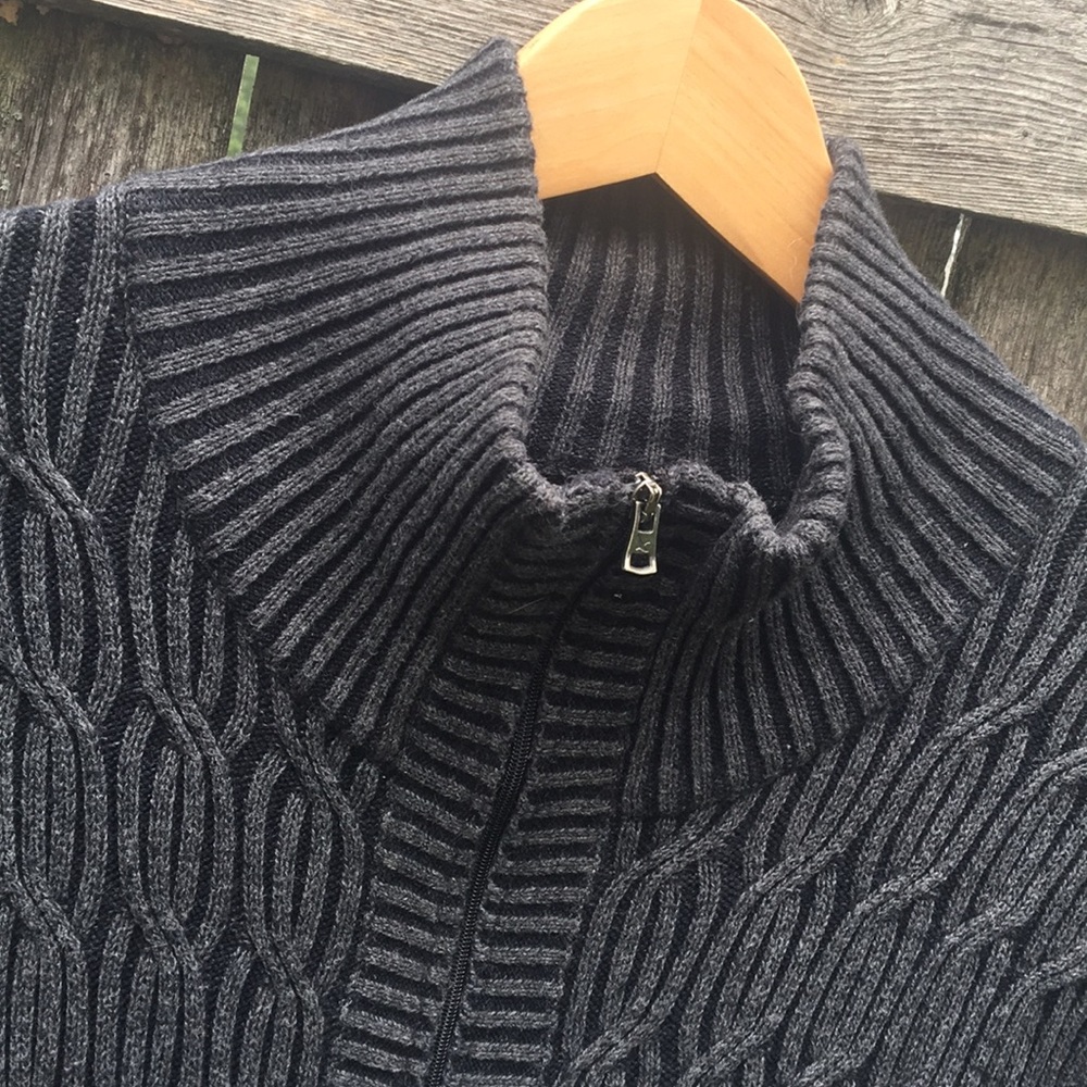 Eddie Bauer Cable Knit Zip up Long Sweater